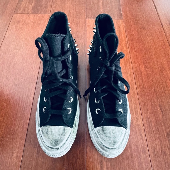 Converse Taylor All Star 70 High Top platform Sneaker Black and White with Studs - Picture 7 of 17